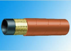 Single wire braided steam hose with the orange outer layer
